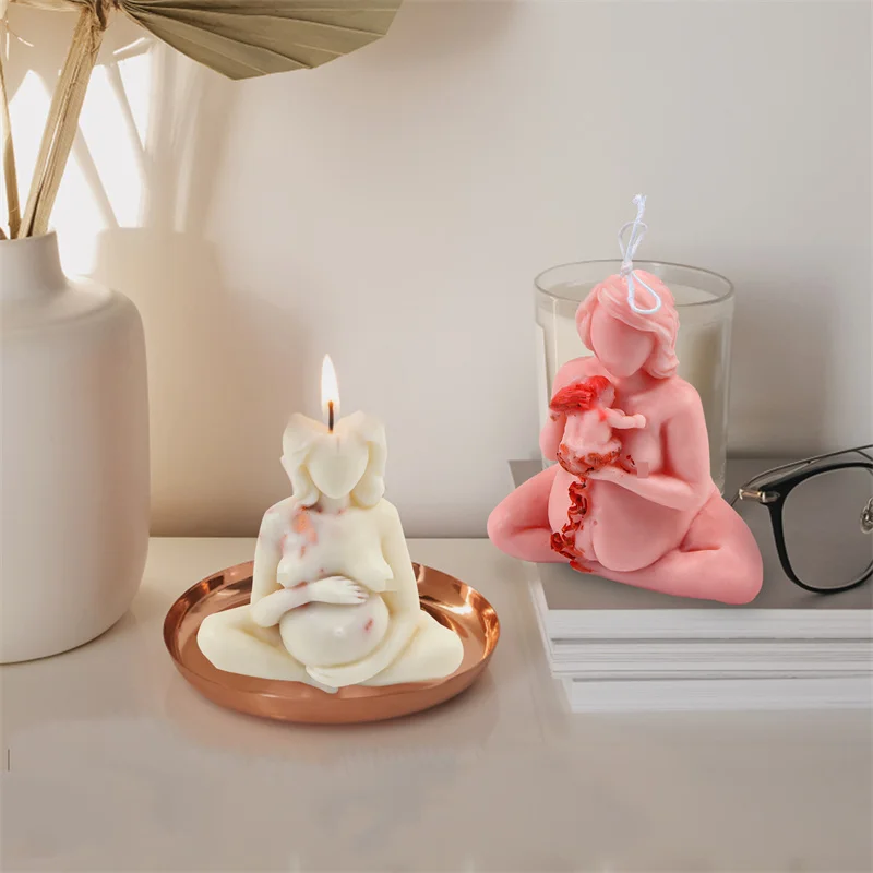 3D Human Body Art Mother Childbirth Soap Muold Pregnant Woman Home Decorate DIY Homemade Soy Wax For Candle Silicone Candle Mold