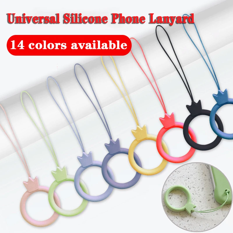 14 Colors Phone Lanyard Silicone Strap Anti-Lost Ropes Ring Lanyard Finger Ring Bundles Pendant Phone Straps Key Strips Pendant