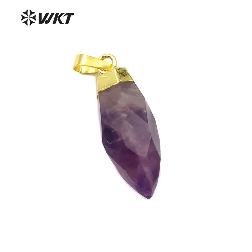 

WT-P1456 WKT Gold Capped Purple Stone Pendant Geometric Shape Pendant Women Fashion Necklace Pendant Jewelry procurement