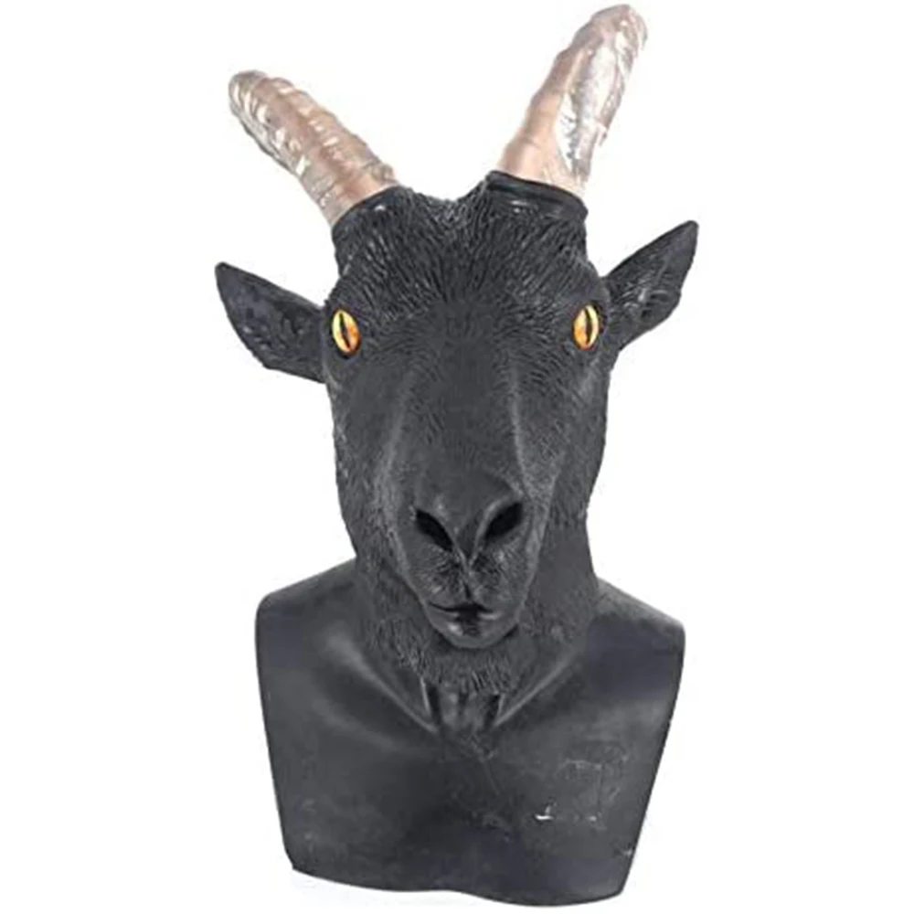 Novelty Goat Head Mask Black Antelope Full Head Latex Mask Animal Goat Head Mask Party Costumes Halloween