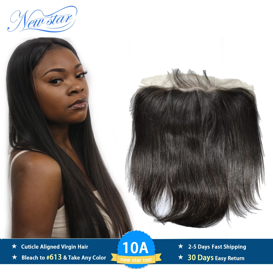 New Star Brazilian Straight Virgin Hair transparent 13x6 Lace Frontal  Human Hair Pre-Plucked Hairline With Baby Hair Closure