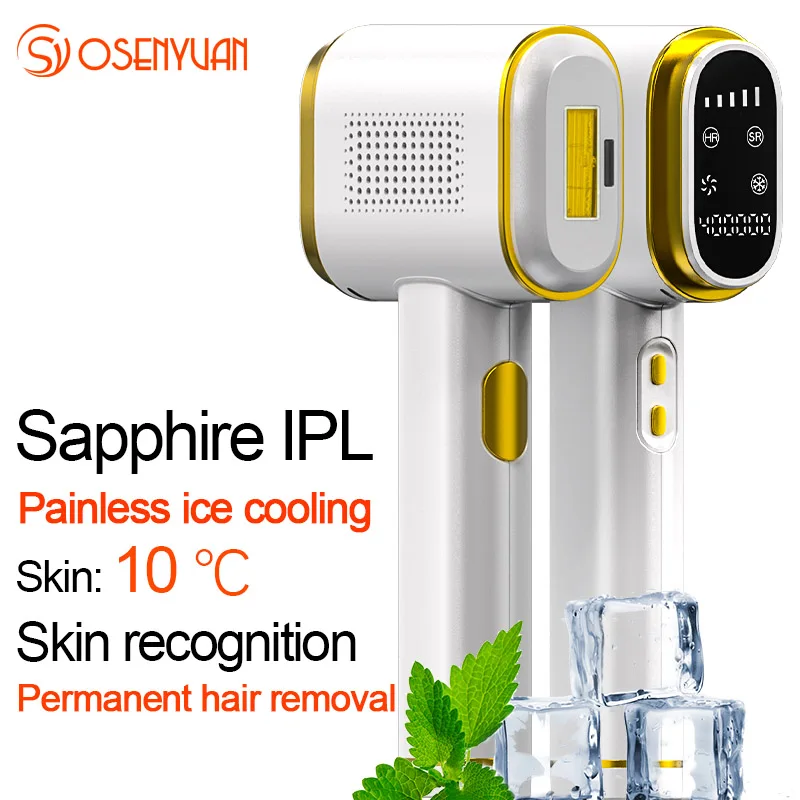 Osenyuan T023C Newest Sapphire Permanent Hair Removal  Skin Sensing Technology IPL Hair Removal Ice Painless Epilator For Women