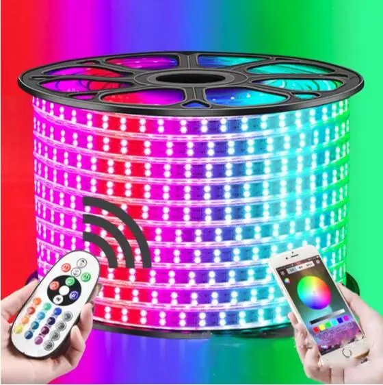 

APP and Remote RGB LED Strip Light High Brightness 220V LED Strip waterproof 220 V 120 leds/m SMD5050 ribbon tape ledstrip