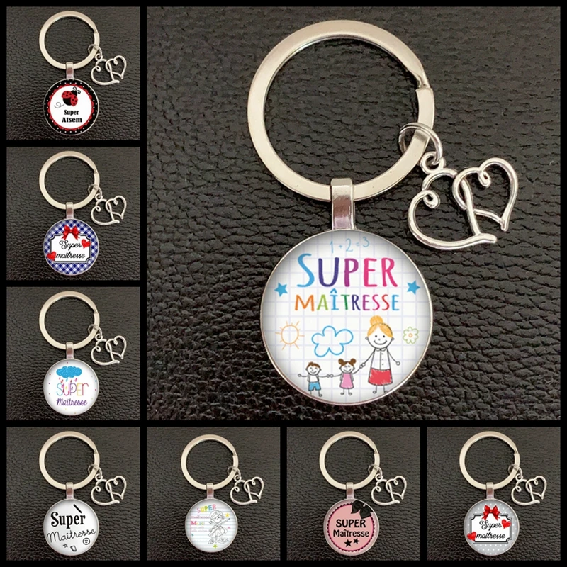 2020 / Teacher Thank You Text Keychain, Love Pendant Glass Pendant Keychain, High Quality Car Bag Keychain, Teacher's Day Gift