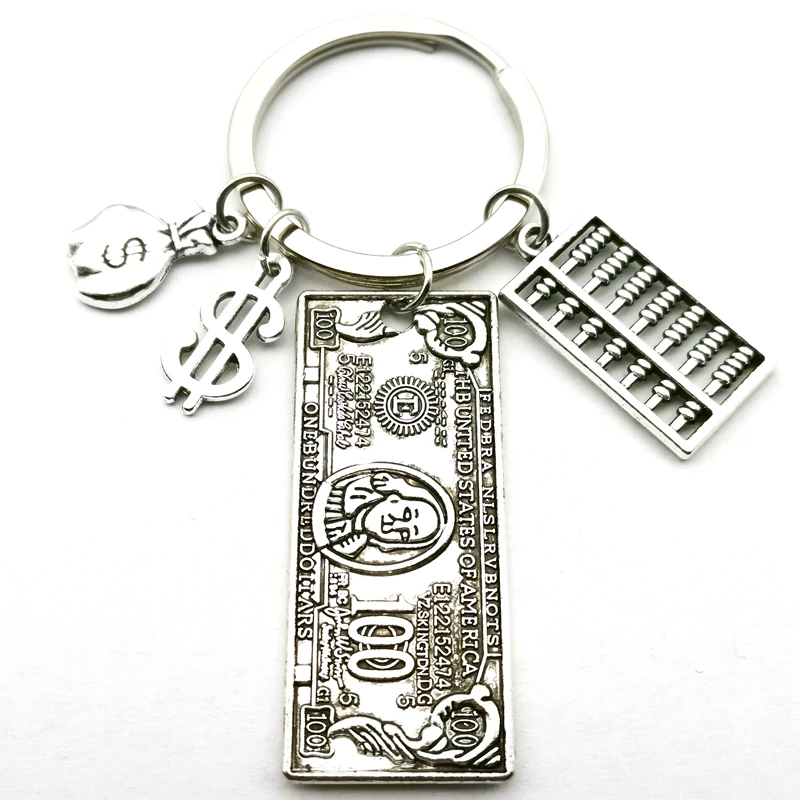 New Mini USD Model Abacus Calculator Money Bag Keychain Pen Model Cute Pendant Keychain Souvenir DIY Handmade