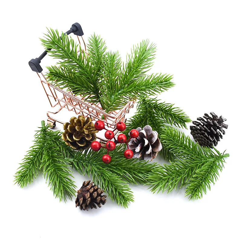 5/10 pcs Artificial Plants Scrapbooking Christmas Decorations for Home Decorative Flowers Wreaths Plastic Pine Needle Diy  Gifts