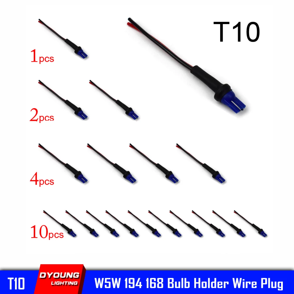 

2-10pcs W5W Socket T10 Connector Led Bulb Holder 194 168 Car Light Adapter Wire Plug Male to Female Reading Side Marker Lamp