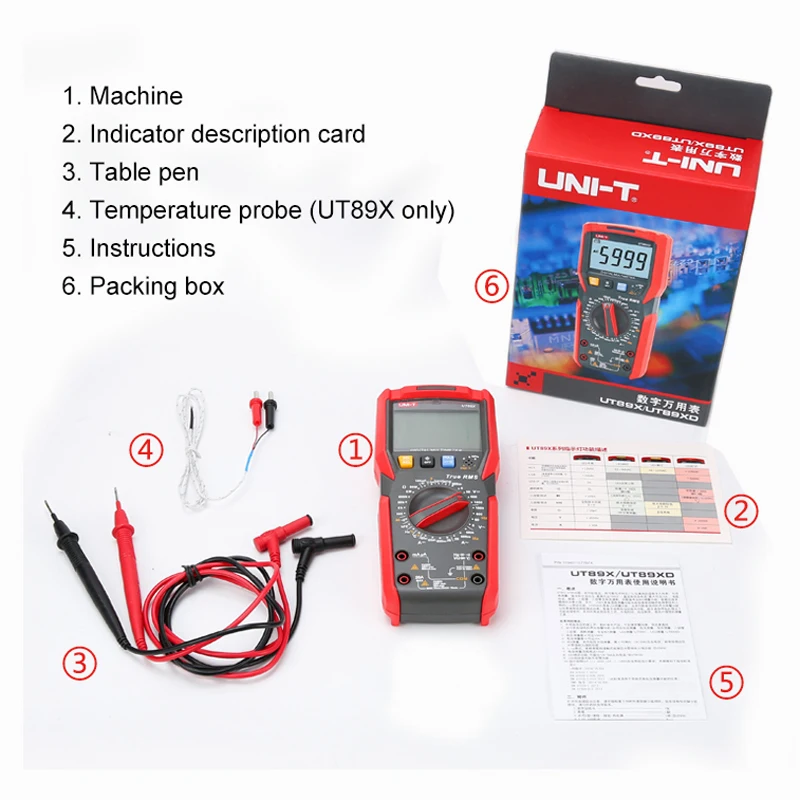 UNI-T Professional Digital Multimeter UT89X/UT89XD True RMS NCV 20A Current AC DC Voltmeter Capacitance Resistance Tester