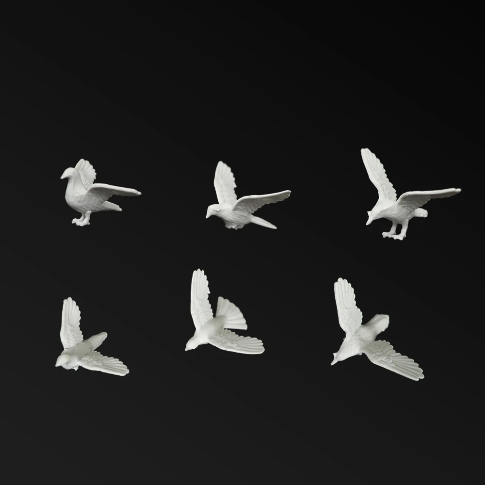 DIY Miniature Model Pigeons Flying Bird Toys Landscape Layout Kits for Diorama Architecture Scene Making Materials 12pcs/lot