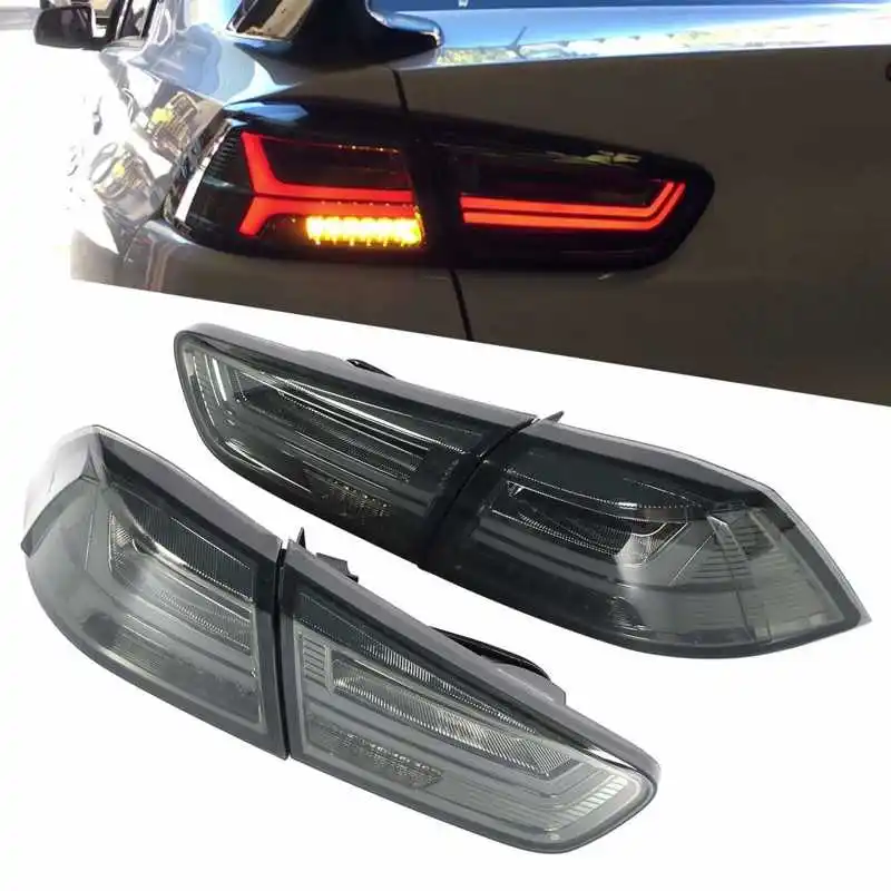 1 Pair VLAND Full LED Dynamic Tail Lights Assembly Turn Signal Smoke Lens Fit for Mitsubishi Lancer/Evo X 2008-2017 Car Styling