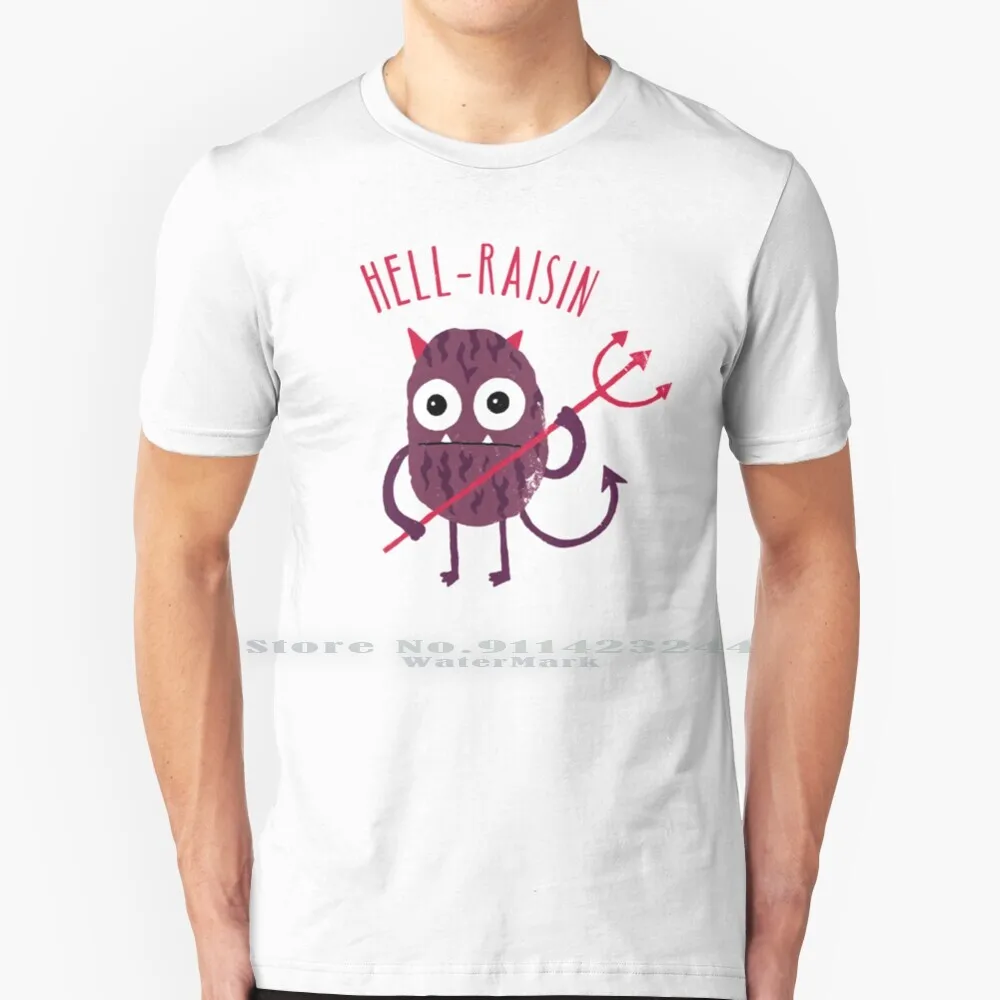 Hell Raisin 100% Cotton T Shirt Food Hellraising Funny Pun Partying Devil Cute Character Tee Short Sleeve Long Sleeve Gift