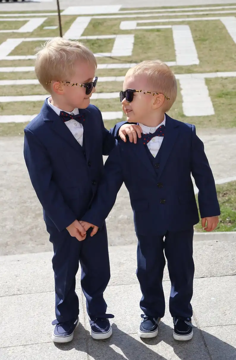 Navy Boys Formal Suits Dinner Tuxedos Little Boy Groomsmen Kids Children Special Occasion Suit Formal Wear (Jacket+Pants)