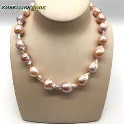 baroque pearl Irregular statement necklace tissue nucleated Mellow flameball peach purple mixed natural pearls popular jewelry