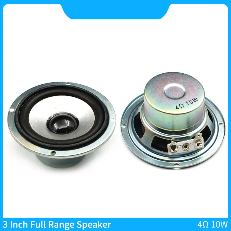 2pcs 3 Inch Full-Range Speaker 4 Ohm 10W Round Square Portable Full frequency Speakers Unit For Home Theater Loudspeakers