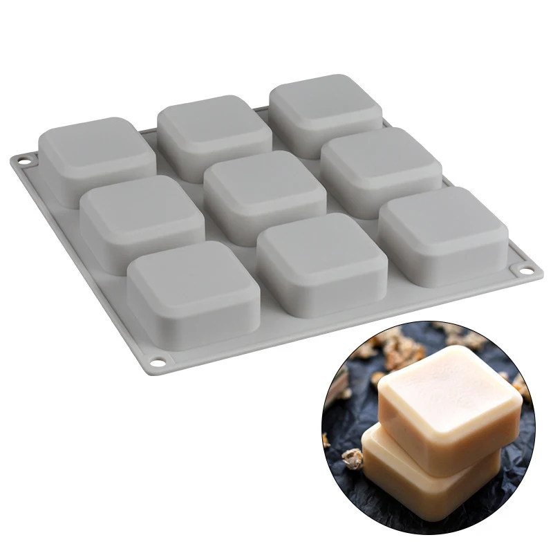 9-Cavity Silicone Soap Mold DIY Handmade Lotion Shampoo Bar Mold for Candle Resin Bread Cheesecake Jelly Pudding Muffin