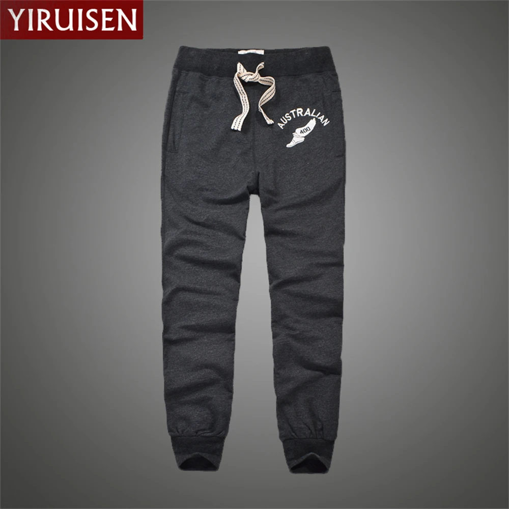 

2021 YiRuiSen Autumn Embroidery 100% Cotton Mens Long Sweatpants Regular Fit Breathable Comfortable Soft Male Clothing