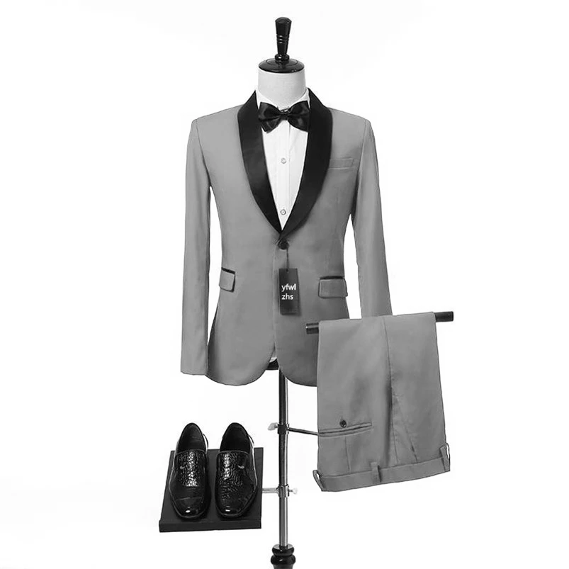 

Handsome Groomsmen Shawl Lapel Groom Tuxedos Wedding Dress Men Suits Blazer Prom Dinner (Jacket+Pants+Tie) K287