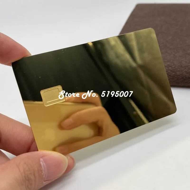 Gold Mirror Blank Metal Business Slot Chip Card For 4442 /4428 Contact Metal Card