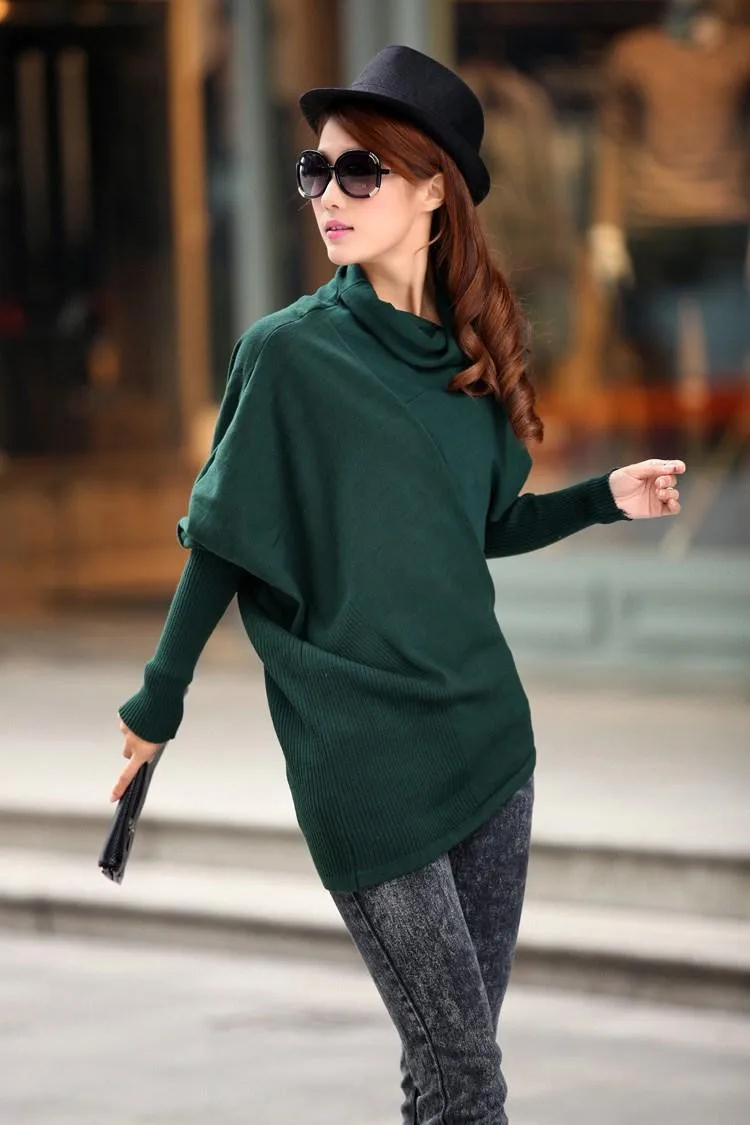 Women\'s Irregular Batwing Sweaters, Korean Style Knitwear, Girl Clothes, Plus Size, XXXL, Spring and Autumn Style, New
