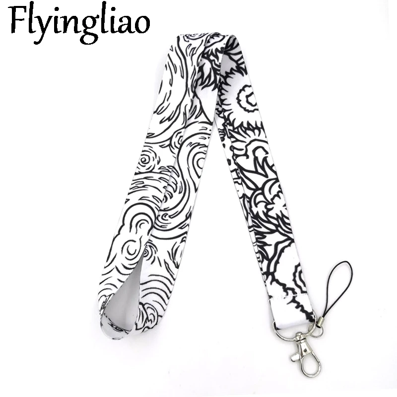 Van Gogh Creative Lanyard Card Holder Student Hanging Neck Phone Lanyard Badge Subway Access Card Holder Accessories