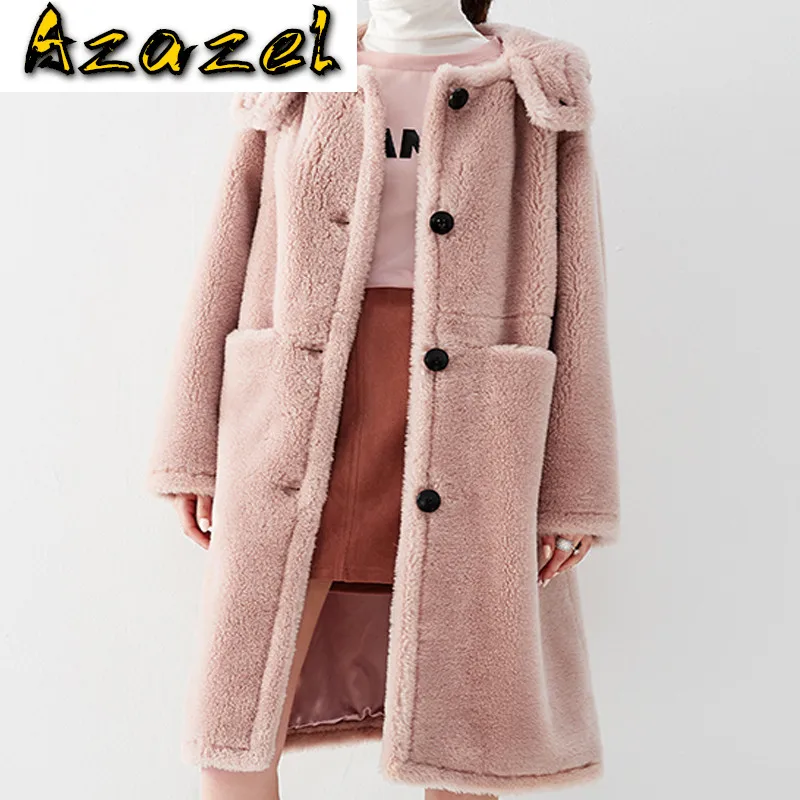 Real Fur Wool Jacket Hooded Autumn Winter Coat Women Clothes 2020 Korean Vintage Streetwear Thick Tops Abrigo Mujer ZT3141