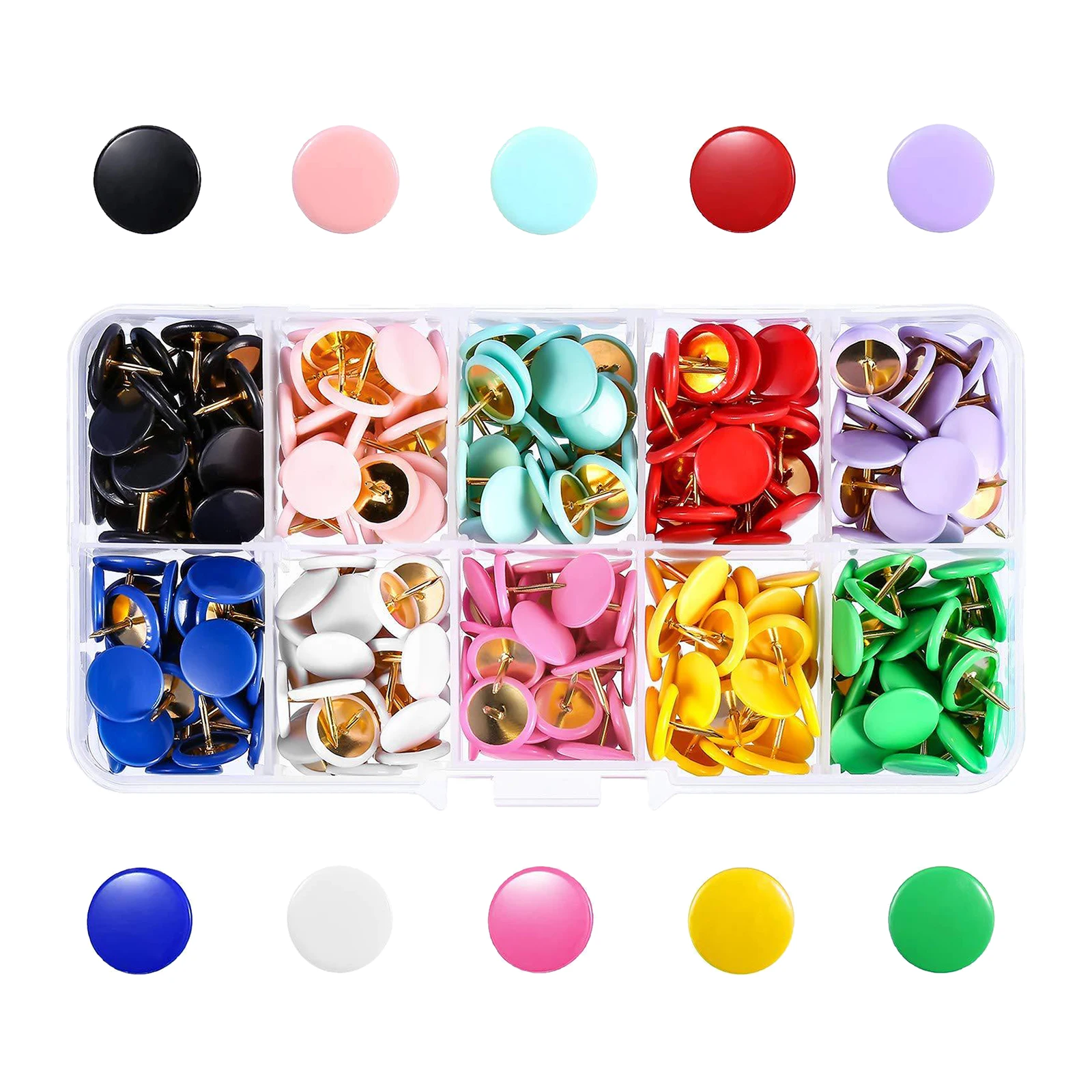 300 Pcs Premium ThumbTacks, Multi-Color Push Pins with Storage Box, Flat Map Tacks for Bulletin Cork Board Office Fabric Marking