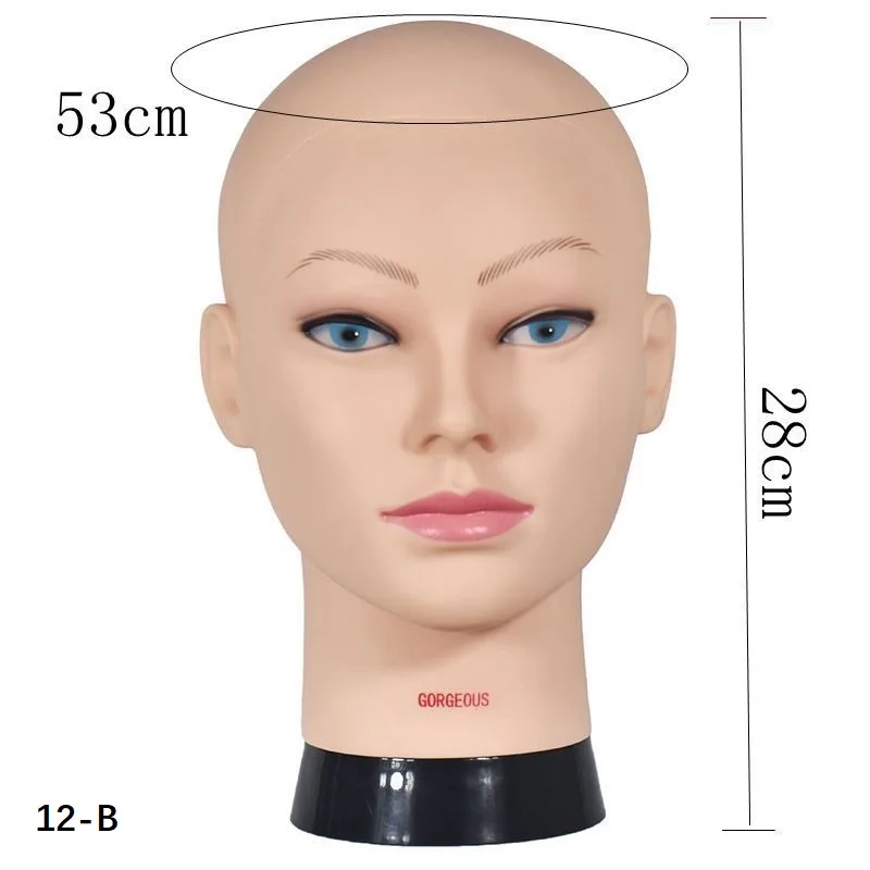 Soft PVC Bald Mannequin Head Stand For Making Hair Styling Wigs and Hat Display Cosmetology Training Manikin Practice Head