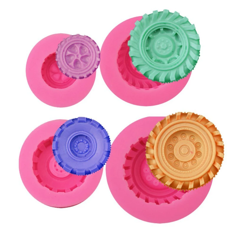 1/4Pcs Kitchen Baking Sugarcraft Decorating Mould Silicone Mold Tires Wheel Cartoon Fondant Cake Molds Chocolate Mould