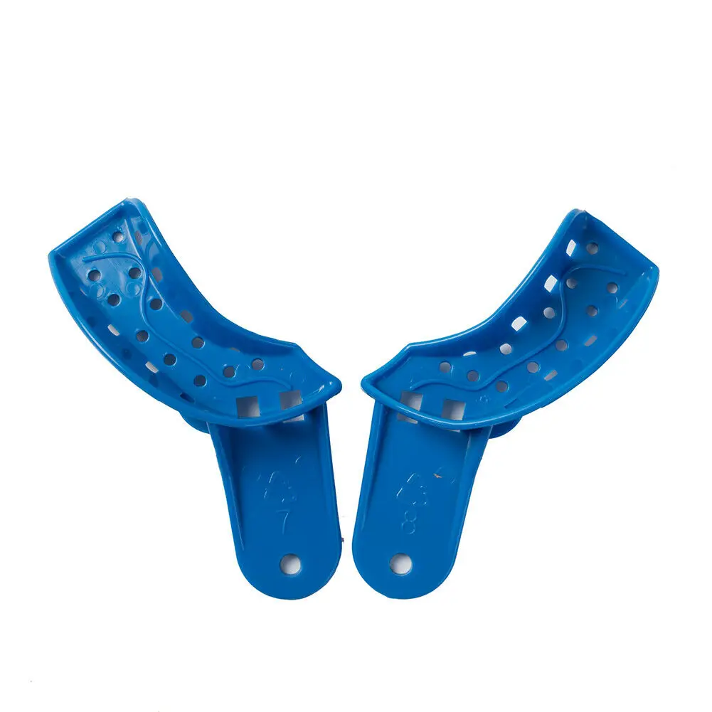 24 PCS/bag  Dental Impression Tray EASYINSMILE Disposable Perforated Plastic Blue for Adult or Child Size L/M/S Upper and Lower