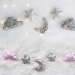 Nordic Cloud Moon Felt Crafts Macrame Wall Hanging Garland String Wall Hanging For Baby Teen Room Decoration Hammock Pendant