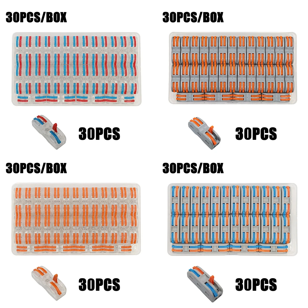 

30 шт./корт. Pin - 222 мини быстрые универсальные кабельные разъемы компактная проводка нажимная Клеммная колодка коннектор 0,08-2, 5 мм2
