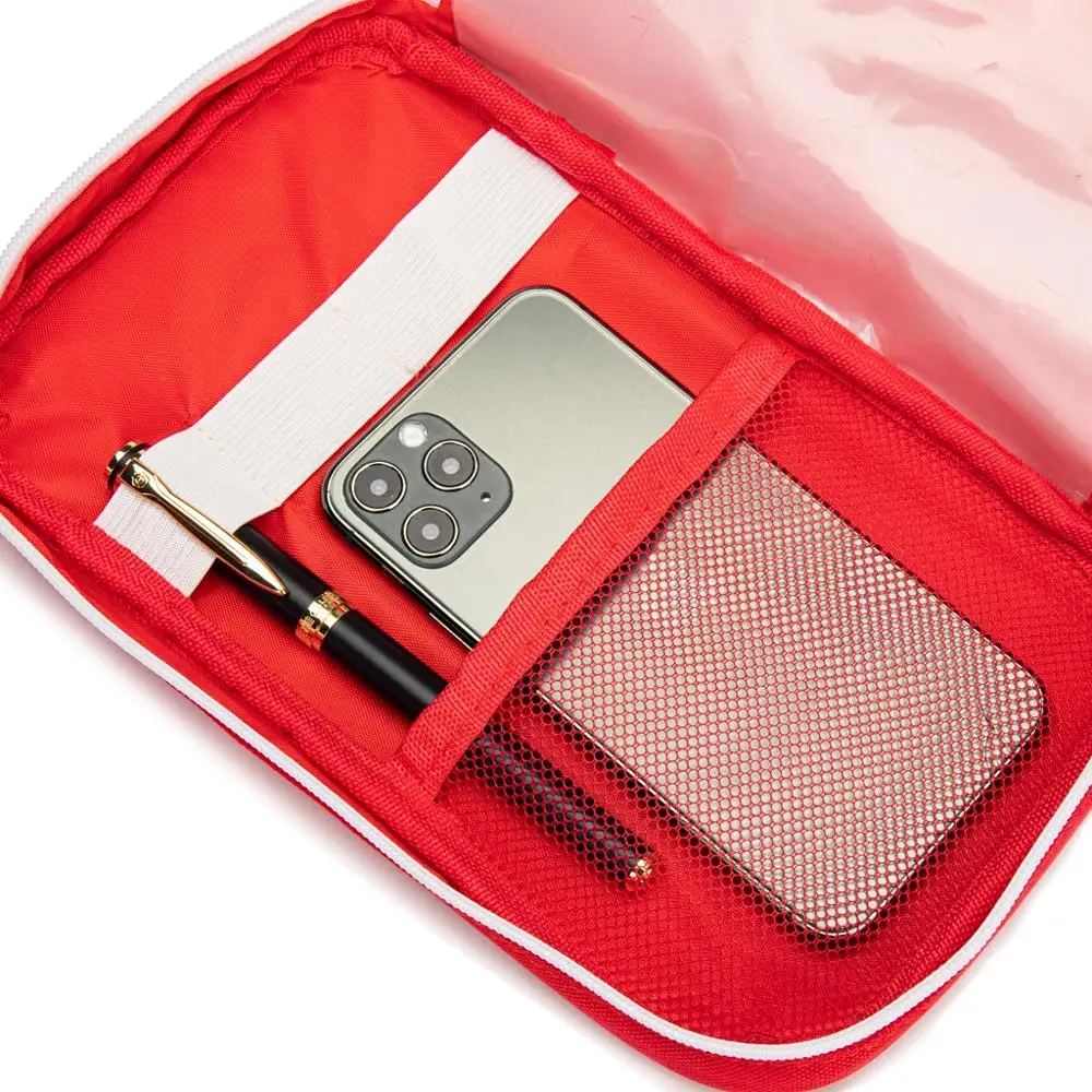 Red First Aid Bag Empty Travel Rescue Bag Empty Pouch First Responder Storage Compact Survival Medicine Bag