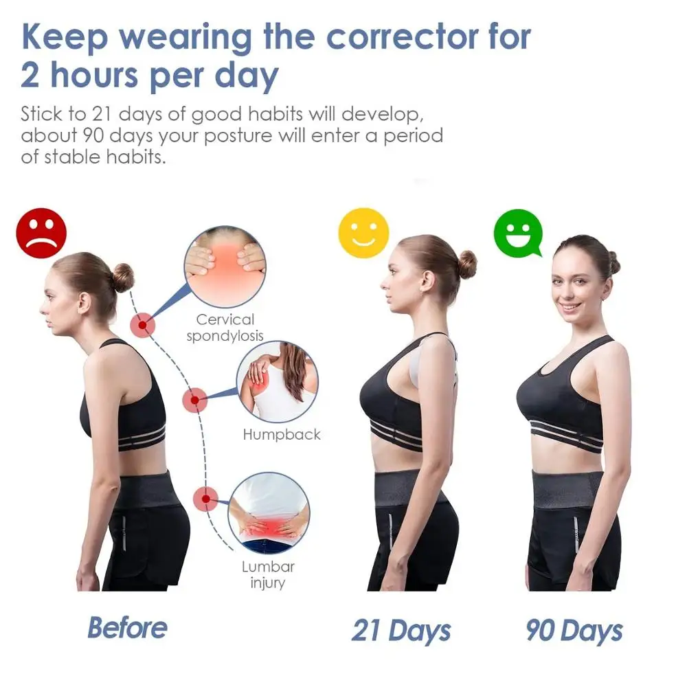 Smart Posture Corrector With Intelligent Sensor Vibration Reminder Adjustable Back Brace Support Posture Trainer Corrector