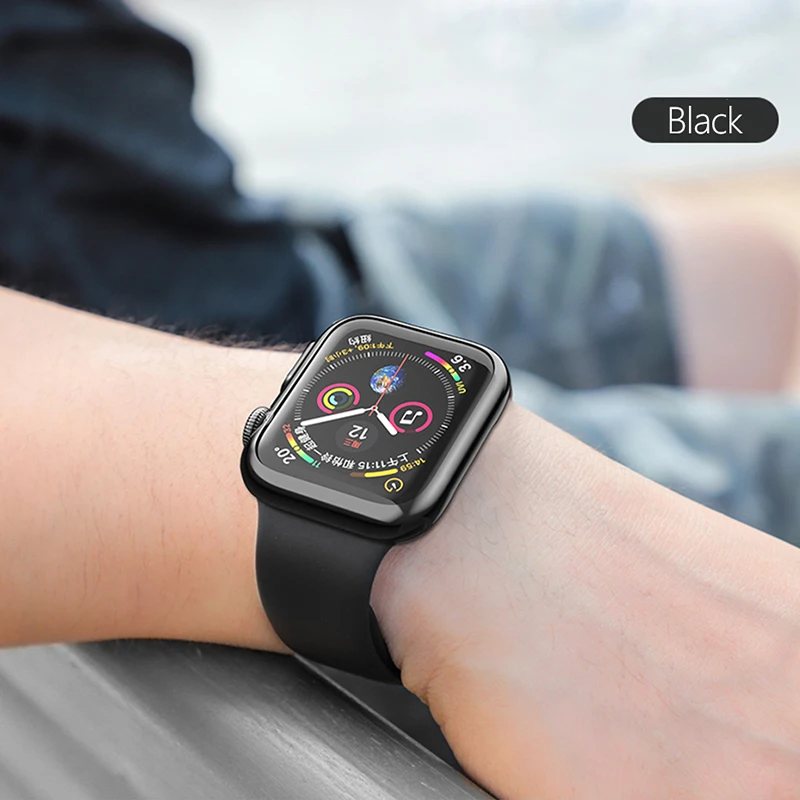 Laforuta Case for Apple Watch Series 4 Cover 44mm 40mm Bumper Black TPU Ultra-Thin Protector Watchcase for iWatch 4
