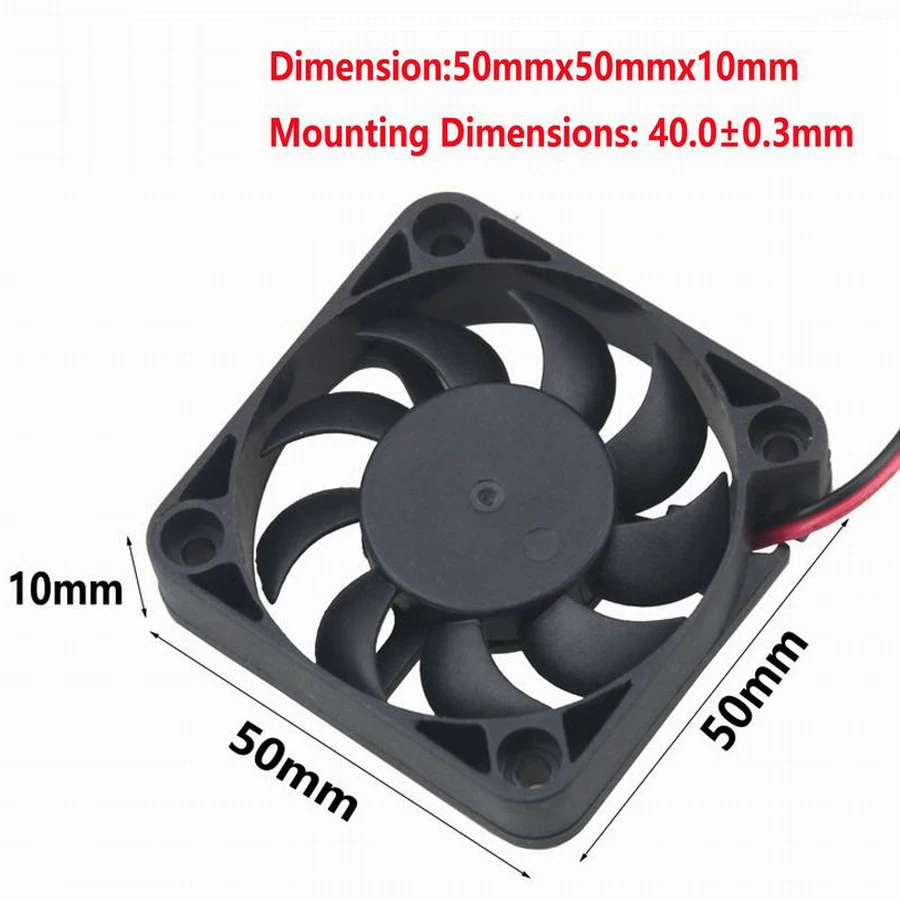 1 Pcs Waktu Luang DC 5V 2Pin 50 Mm X 10 Mm 50 Mm CPU Case Mini Brushless Cooling Fan 50X50X10 Mm 5 Cm 5010 9 Bilah Kecil Exhaust Cooler