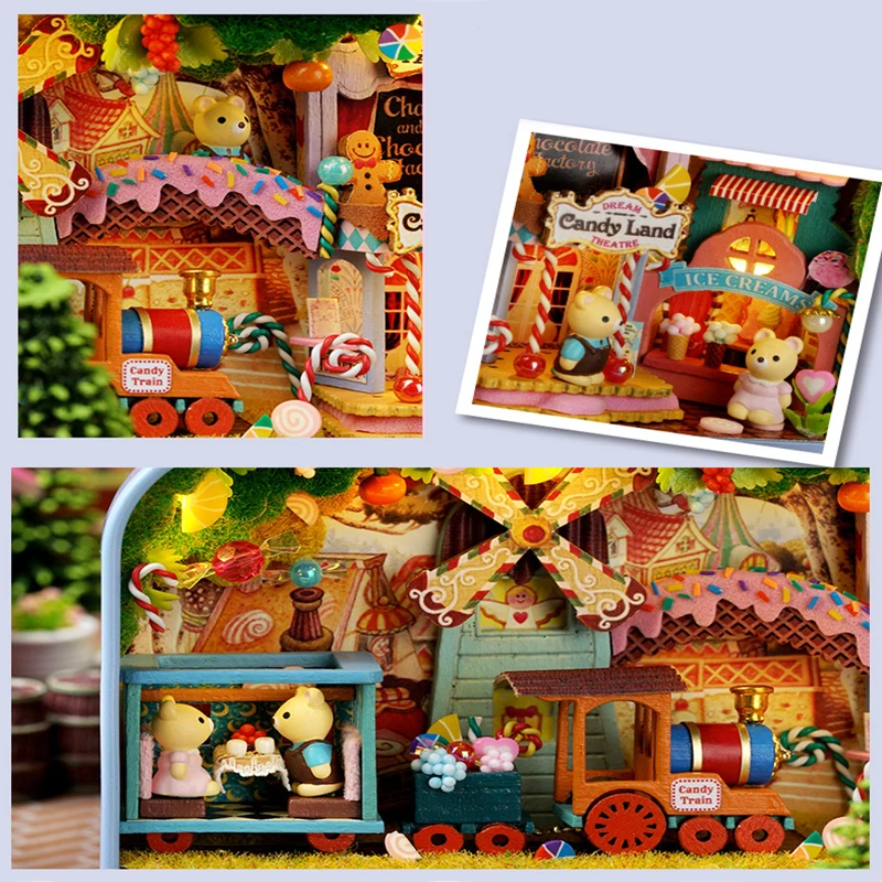 DIY Wood DollHouses Handmade Funny Box Theatre Miniature Box Cute Doll Houses Assemble Kits Gift Wooden Toys For Girls