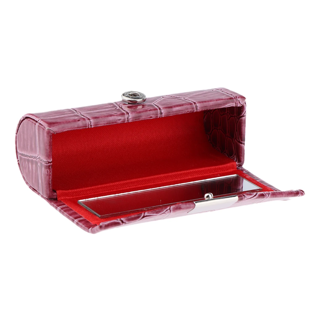 Soft PU Leather Alligator Textured Lady Lipstick Holder Case with Mirror