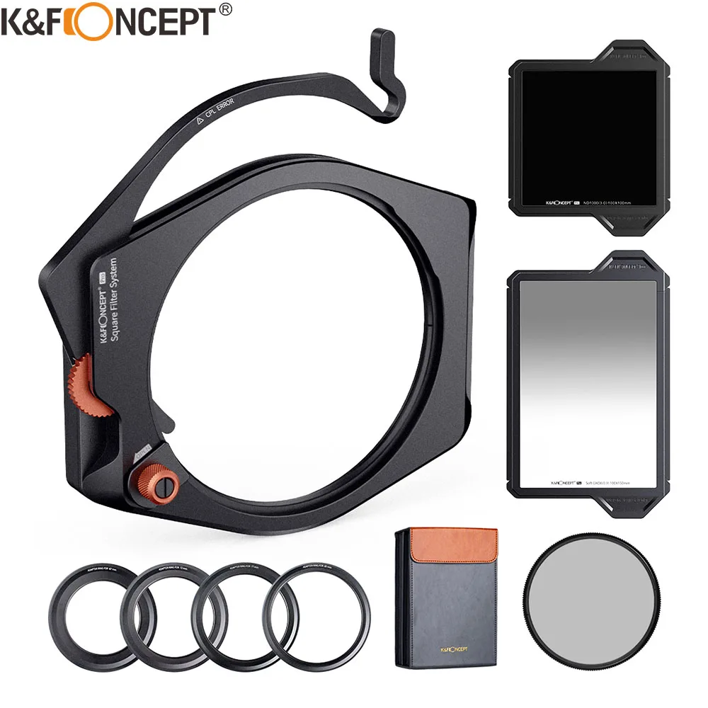 K&F CONCEPT ND1000 GND8 95mm CPL Square Filter Multi-Coated Neutral Density Filter with One Filter Holder Filter Ring adapters