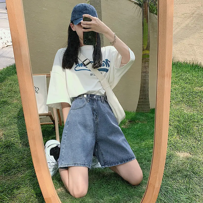 

Bermuda Shorts For Women Denim Baggy Shorts Summer Long Sweat Female Jeans Wide Blue Biker Sexy High Waist Y2K Shorts Half Pants