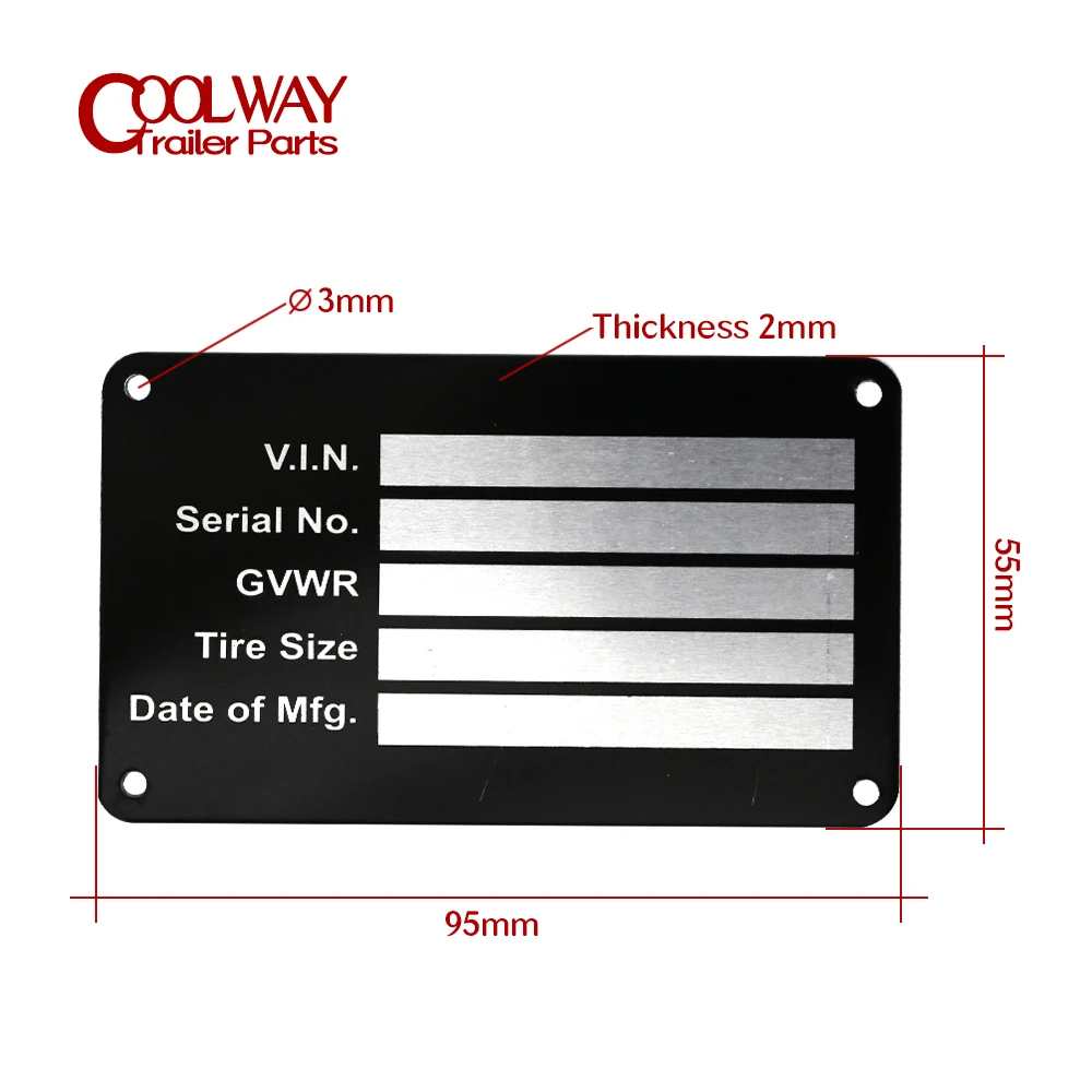 Heavy Duty Aluminum Trailer ID Tag Vin Plate Serial GVWR Medical Blank Powder Coated Finish RV Parts Camper Accessories