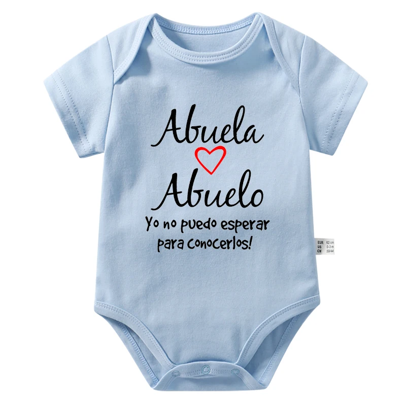 Abuela Abuelo Spanish Baby Newborn Bodysuits Rompers Announcement Pregnancy Reveal Grandparents Grandma Grandpa Surprise Gift