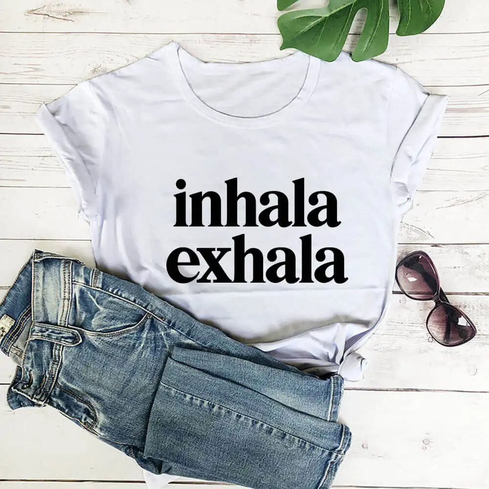 Inhala Exhala Latina Spanish Women’s Tshirt Women Funny Summer Casual Short Sleeve Top Inspirational Latina Mexican T-shirts