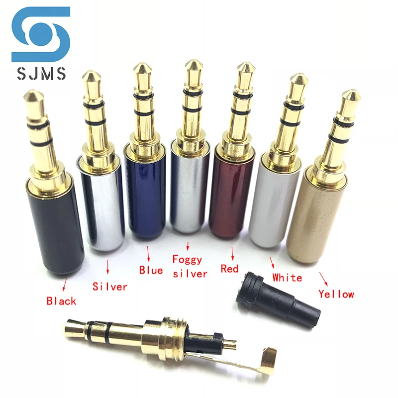 2PCS Copper Gold plated 3.5mm  3Pole 4 Pole Plug Audio Jack with Clip  for DIY Stereo Headset Earphone Headphone for Repair