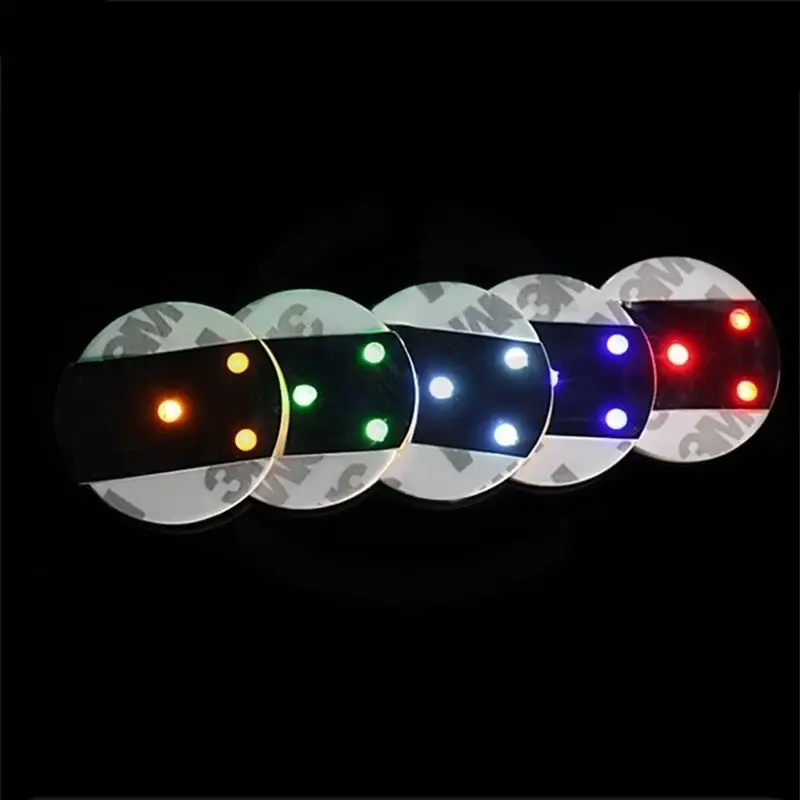 

200pcs Super bright Luminous Flashing Bottle Cup Mat Led Coaster 3 LEDs Light Glorifier Home Bar Club Party Decoration-5 Colors