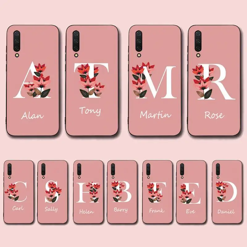 FHNBLJ Custom name Letter Monogram flower Phone Case for Xiaomi mi 5 6 8 9 10 lite pro SE Mix 2s 3 F1 Max2 3