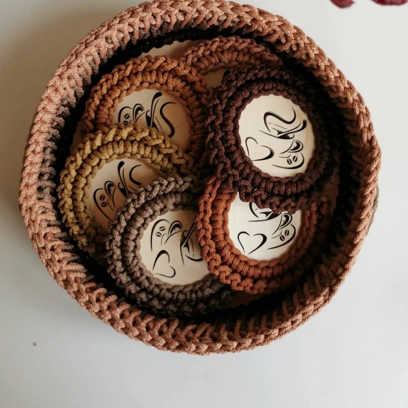 set of 7 wooden bottoms for tea/coffee round basket bottoms Wooden crochet accessory Basket floor