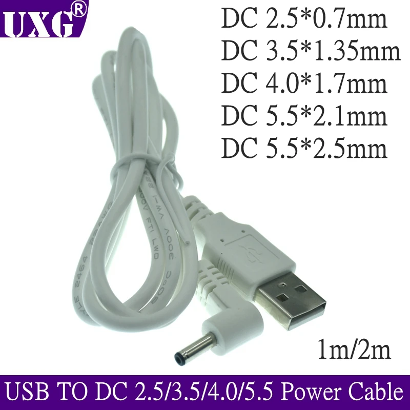 2M 1M USB do DC 3,5 * 1,35 mm 2,0 * 0,6 mm 2,5 * 0,7 mm 4,0 * 1,7 mm 5,5 * 2,1 mm 5,5 * 2,5 mm Wtyczka DC 5 V 2 A Jack Przedłużacz kabla zasilającego Złącze