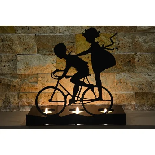 Pnr Trıple Decorative Bicycle Kids Metal Candle Holder Candlestick