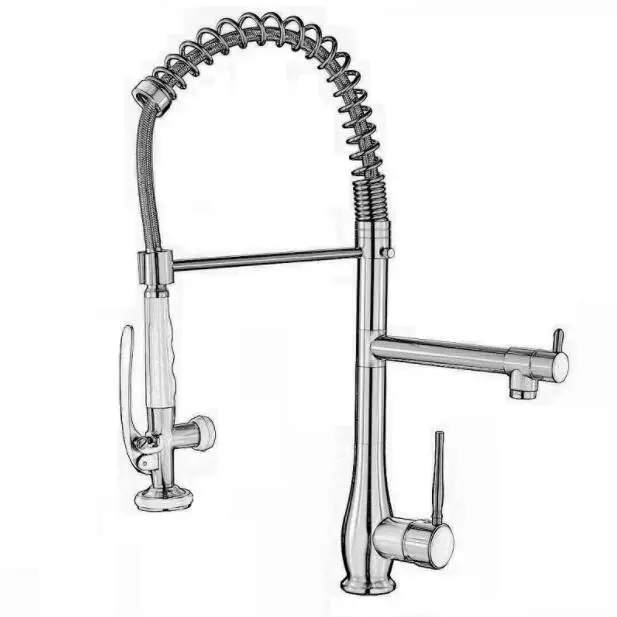 Vidric Kitchen Faucet nickel brushed Brass Pull down Spring Kitchen Sink Faucet Swivel Spout Tall Vessel Mixer Tap Torneira Cozi