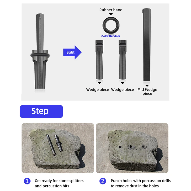 5PCS/lot New Stone Splitting Tool  Stone Splitter Metal Plug Wedges and Feathers Shims Concrete Rock Splitters Hand Tool